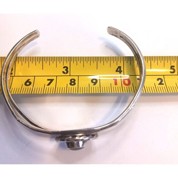 Vintage Native American Navajo Sterling Turquoise Cuff Bracelet Signed (1490) - Picture 8 of 10